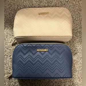 Missoni x Delta Blue and Cream Pouches 2 Set Bundle